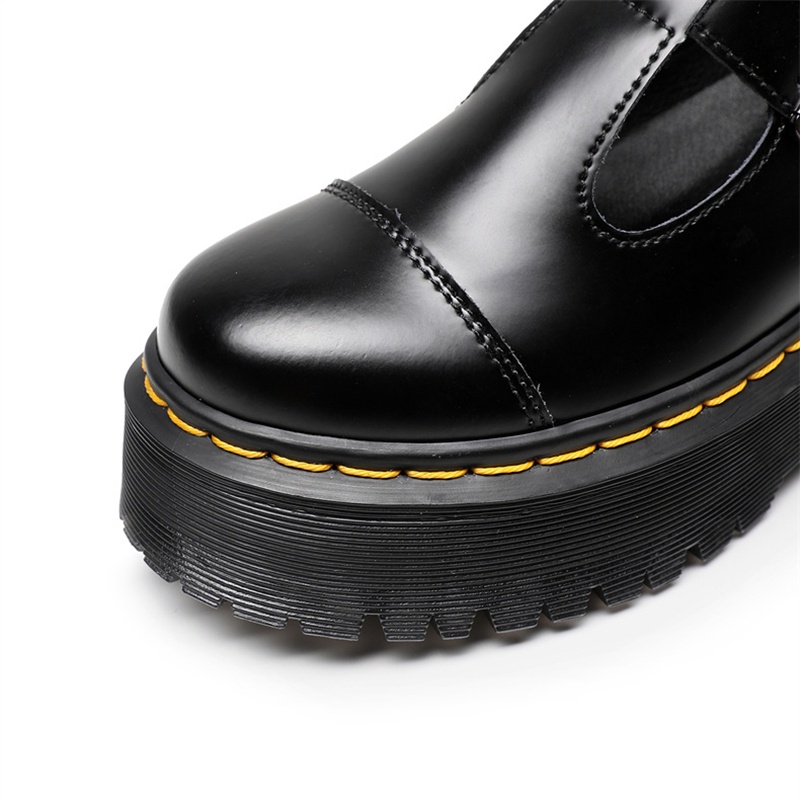 Giày bốt da Martin dày ngón chân 3.5cm dày gót 4.5cm sợi da cho nữ