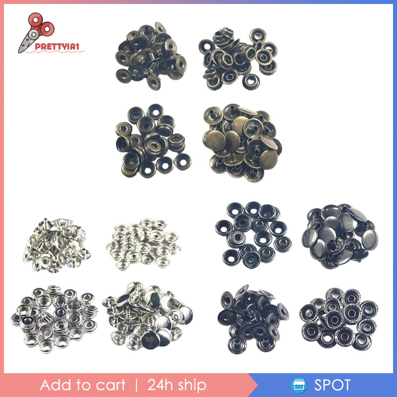 [Prettyia1] Set 50 Nút Bấm Cố Định Túi Xách / Áo Khoác / Đồ Da / Áo Khoác Jeans