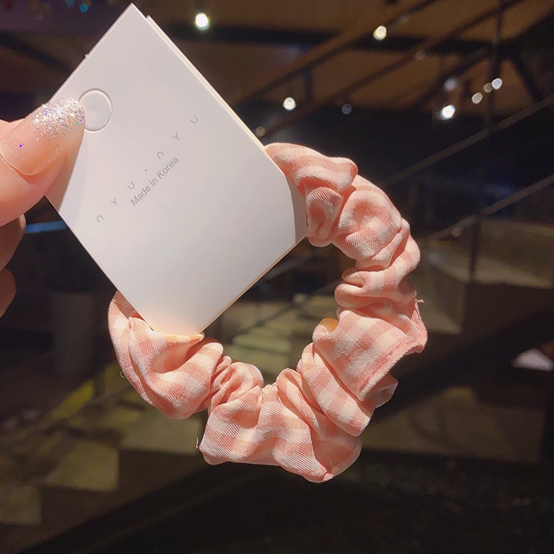 Dây chun buộc tóc vải Scrunchies sọc caro hàn quốc nhỏ xinh danh cho nữ Jelishop