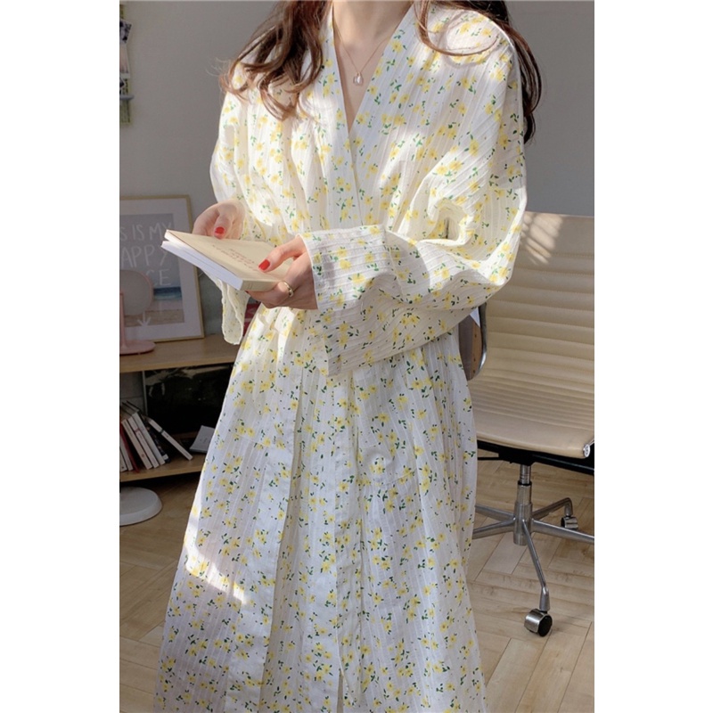 {Nightgown} Đầm Ngủ Kimono Dáng Dài Kiểu Nhật Bản Thời Trang Xuân Thu Mặc Ở Nhà Và Mùa Thu Cho Nữ Mặc Ở Nhà | BigBuy360 - bigbuy360.vn