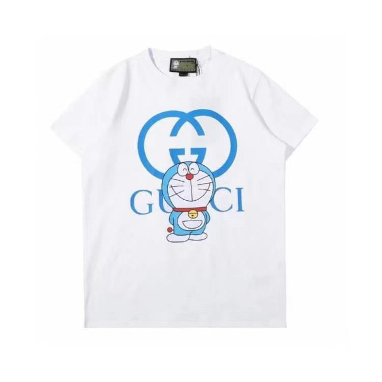 Áo Thun Cotton Tay Ngắn Dáng Rộng In Họa Tiết Gucci Cho Cặp Đôi A35 !