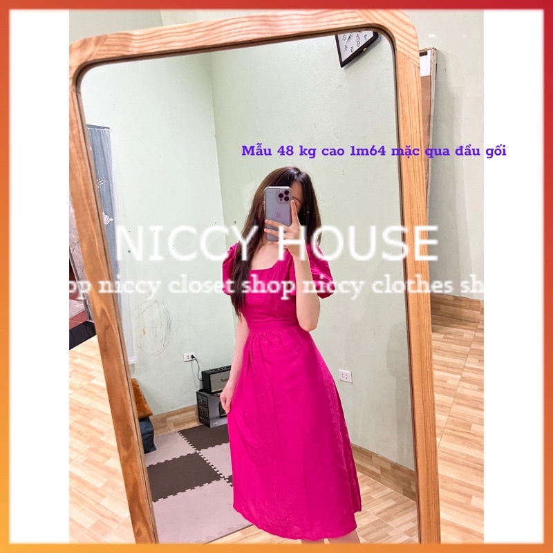 [ẢNH THẬT/VIDEO] Váy đũi tay bồng cổ vuông, váy tay bồng 4 Màu 2 LỚP dày dặn (ảnh thật ở cuối) | BigBuy360 - bigbuy360.vn