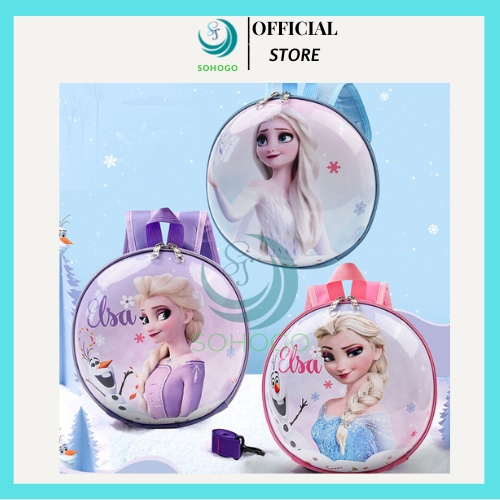 -Balo 3D hình công chúa ELSA cho bé gái học mẫu giáo– CHỌN MẪU- Cặp ELSA 3D cho bé đi học, size 25x7cm