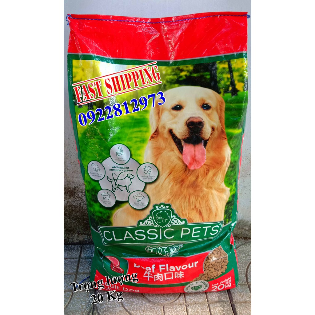 Thức ăn chó trưởng thành Classic Pets - Vị bò 20Kg ( 50 túi x 400gm)