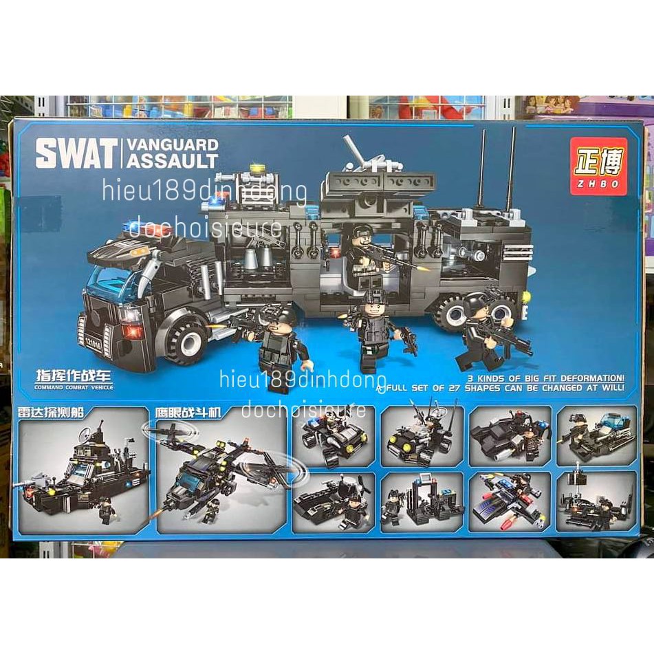 Lăp ráp xếp hình Lego city ZB5527 : Xe tải đặc nhiệm cảnh sát swat 715 mảnh (3in1).
