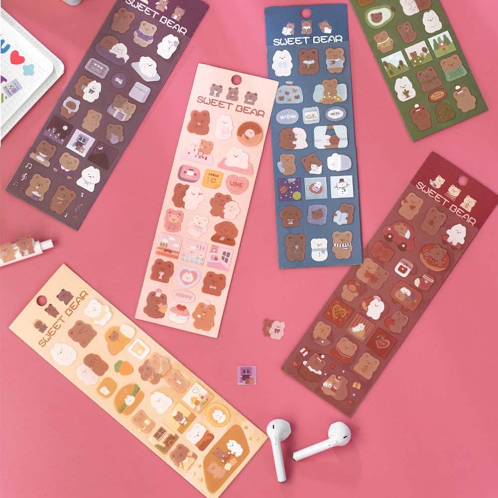 Bộ 2 Miếng Dán Hình Gấu Nhỏ Dễ Thương Dùng Trang Trí Nhật Ký
