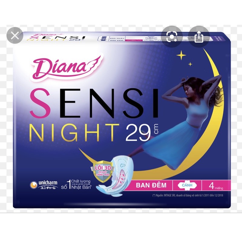 Giá rẻ- Băng vệ sinh diana sensi cool fresh night 29 cm (sensi đêm, 29 cm)