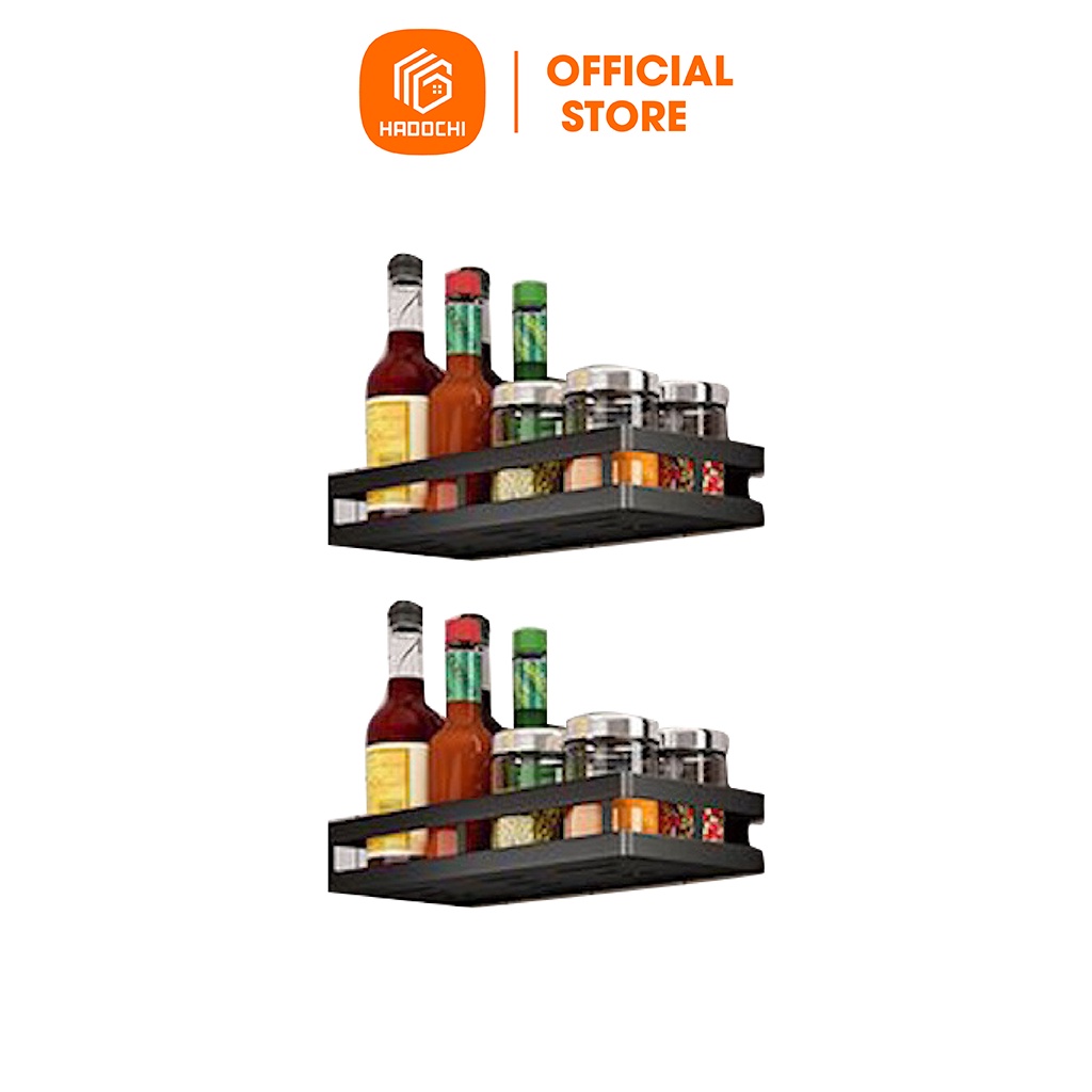 Giá Để Gia Vị HADOCHI Thép Đen Tĩnh Điện Dán Tường Gạch Men Dán Tường Không Cần Khoan Vít