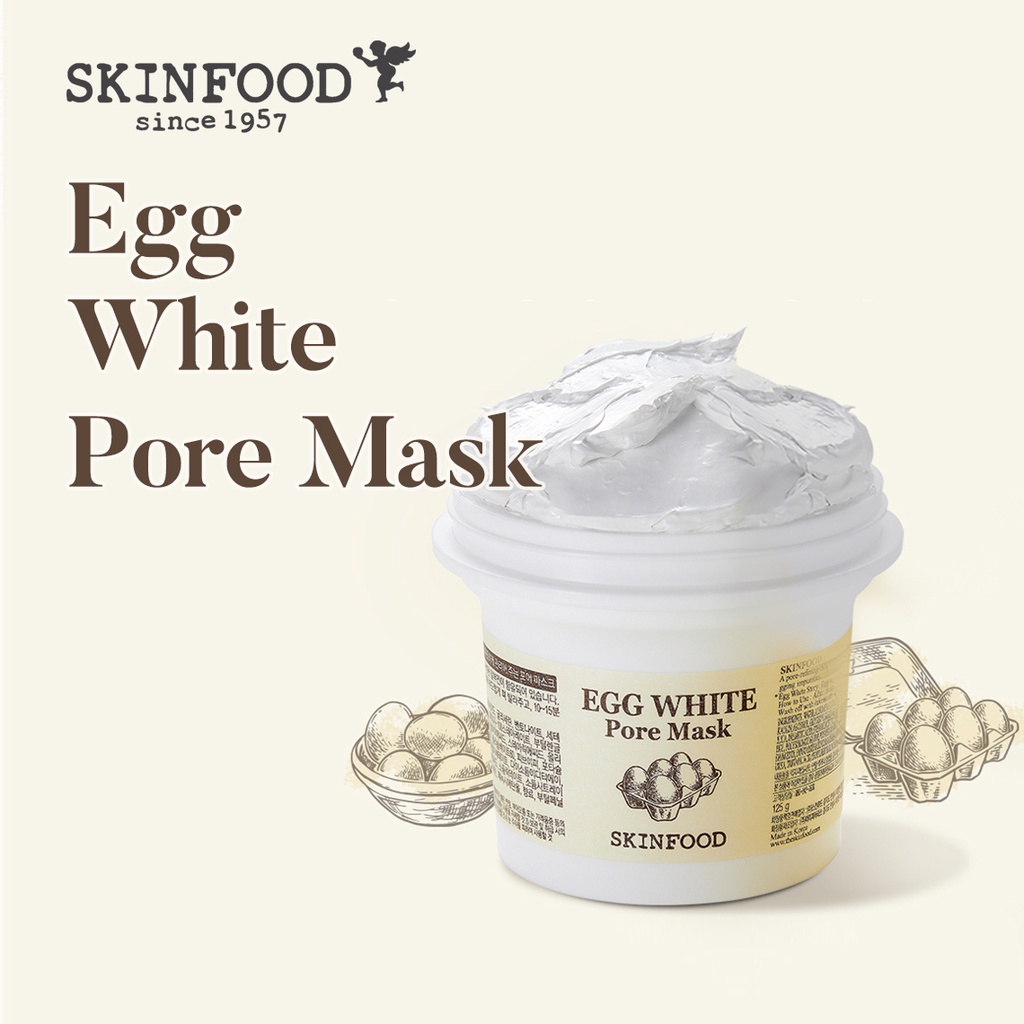 SKINFOOD Mặt nạ dưỡng trắng da Egg White Pore Mask 125g bộ mặt Face Pack