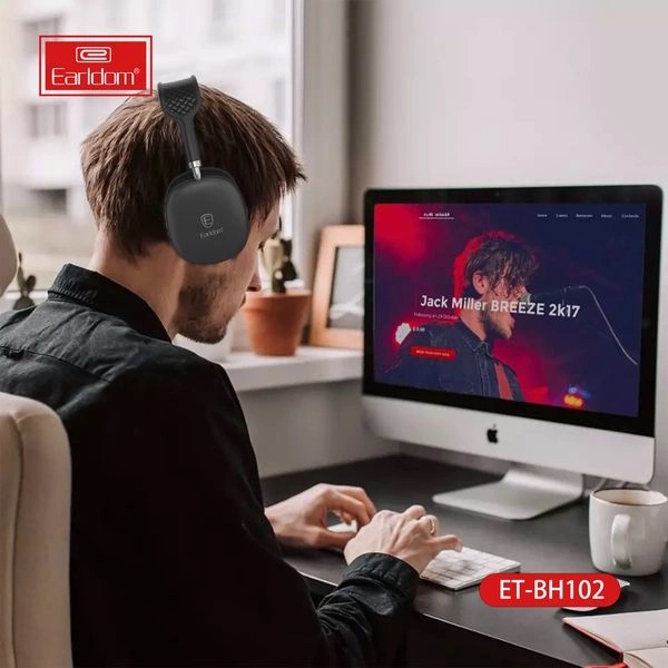 Tai Nghe Chụp Bluetooth Earldom ET-BH102, âm bass sâu, Bluetooth V5.0, pin liên tục 12 giờ.