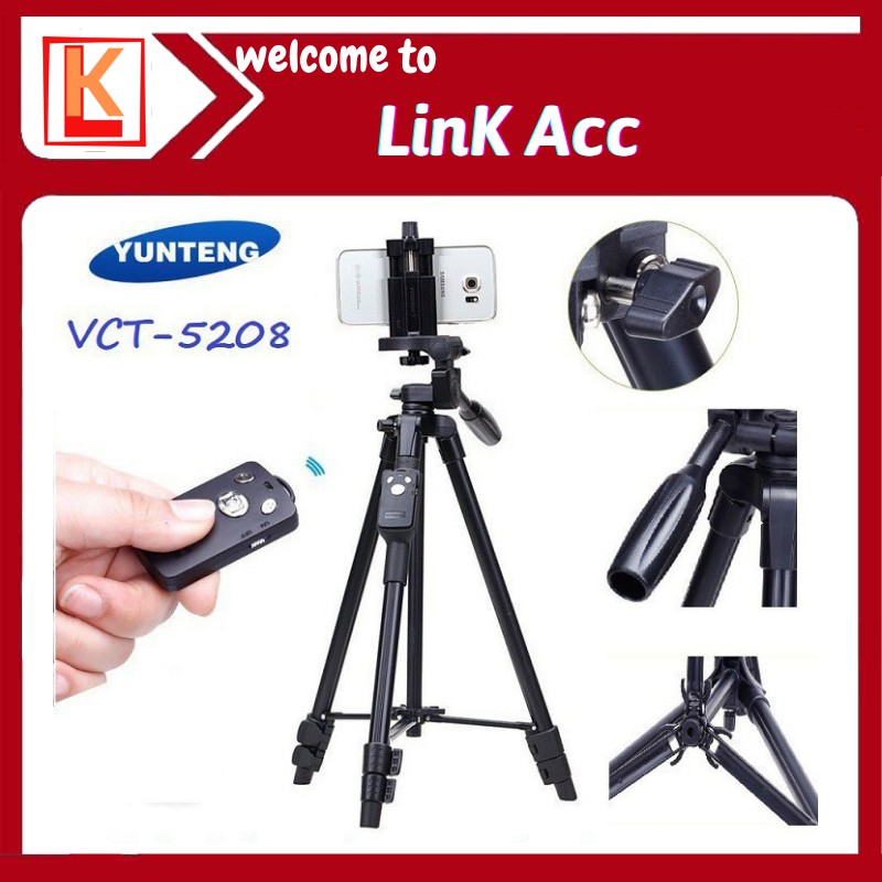 Giá Đỡ Điện Thoại Máy Ảnh Yunteng VCT 5208, Chân Máy Ảnh Camera Chính Hãng - Hỗ Trợ Livestream- Bán Hàng Online