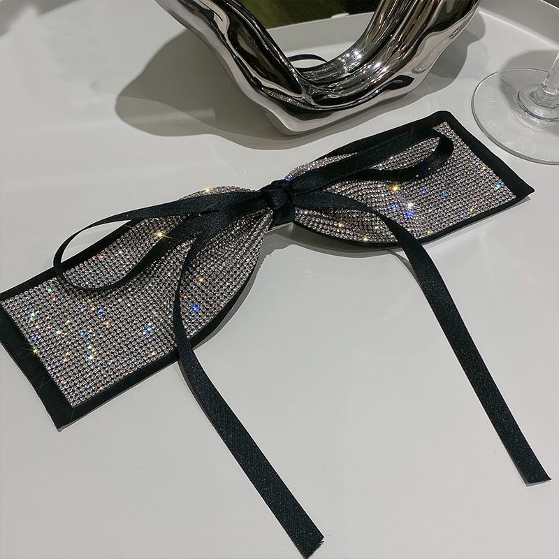 Kẹp Tóc Nơ Lớn Màu Đen Lấp Lánh 2022