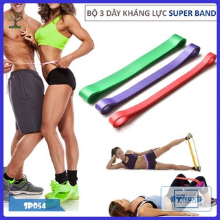Bộ 3 dây kháng lực power band SP054, Dây cao su tập chân mông yoga