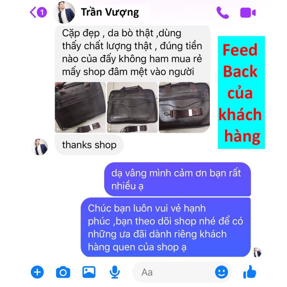 [FreeShip - Hàng Siêu Cấp] Cặp da bò thật 100% công sở chứa laptop 15,6 inch -Cặp Sách