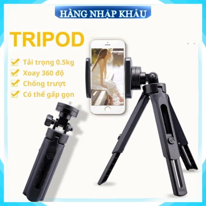 [Loại 1 - Cao Cấp] Hợp kim Tripod chụp ảnh quay phim mini 3 chân giá đỡ cho điện thoại smartphone xoay 360 độ cao cấp