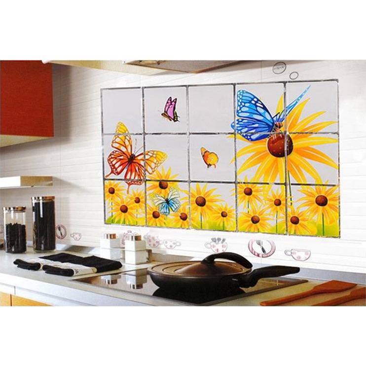 Giấy Dán Cách Nhiệt Trang Trí Nhà Bếp 60x90 Cm - Không Thấm Nước Dầu Mỡ - Giấy - Decal Dán Tường
