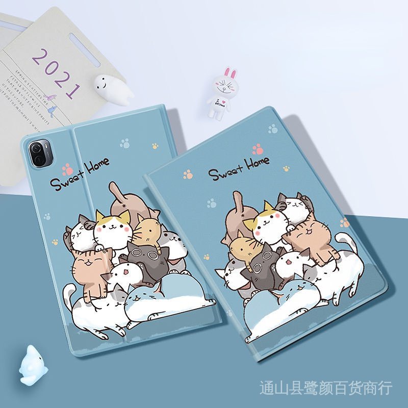Bao Da Máy Tính Bảng PU Viền Silicon Dẻo In Hình Hoàng Tử Mèo/ Phi Hành Gia Chống Rơi Cho Xiaomi Pad 5 Pro 11 Inch Ốp