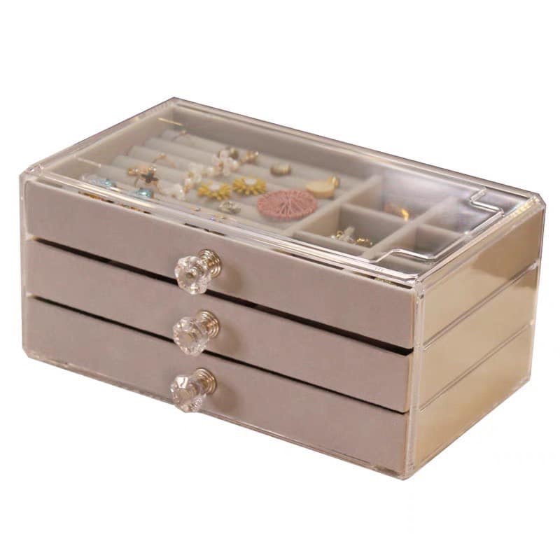 HỘP 3 NGĂN KÉO MIX KHAY ĐỰNG ĐỒ TRANG SỨC KÈM KHAY SON MĨ PHẨM