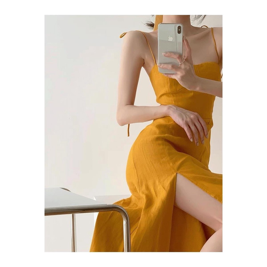 Đầm Hai Dây Xẻ Tà Mùa Hè Phong Cách Mới 2021 Cho Nữ đầm bầu váy nữ váy bé gái váy dài chân váy dài váy nữ chân váy dài