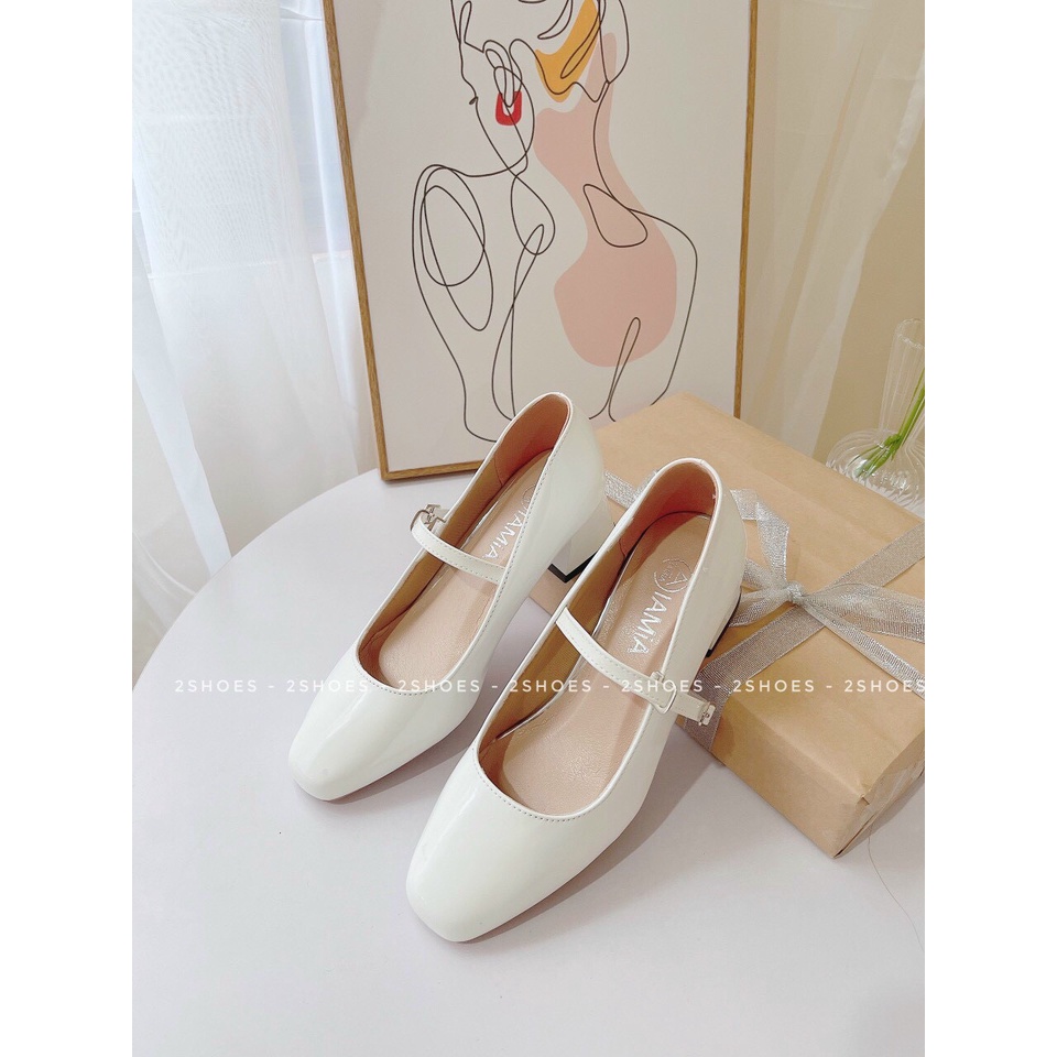 Giày Cao Gót nữ gót vuông 5 phân quai ngang Giày cao gót lolita 1 quai ngang HDO 515
