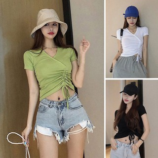 Áo croptop sát nách thiết kế cổ chữ v quyến rũ