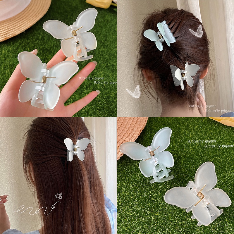Kẹp Tóc Hình Bướm Bằng Nhựa Acrylic Đục Kiểu Hàn Quốc