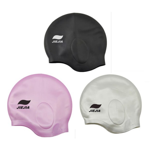 Mũ bơi JIEJIA, mũ bơi SWIMMING CAP cao cấp có bịt tai chống nước cực tốt bằng silicone