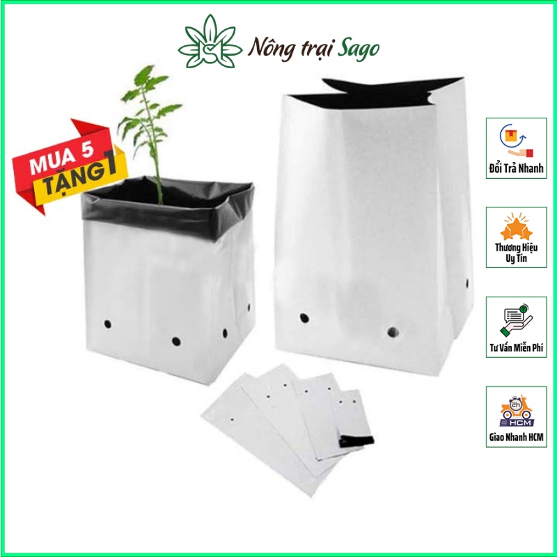 Túi Nhựa Trồng Cây 2 Lớp Chuyên Dụng, Tiện Lợi, Dễ Sử Dụng, Độ Bền Cao - Mua 5 tặng 1 túi cùng loại - Nông Trại Sago