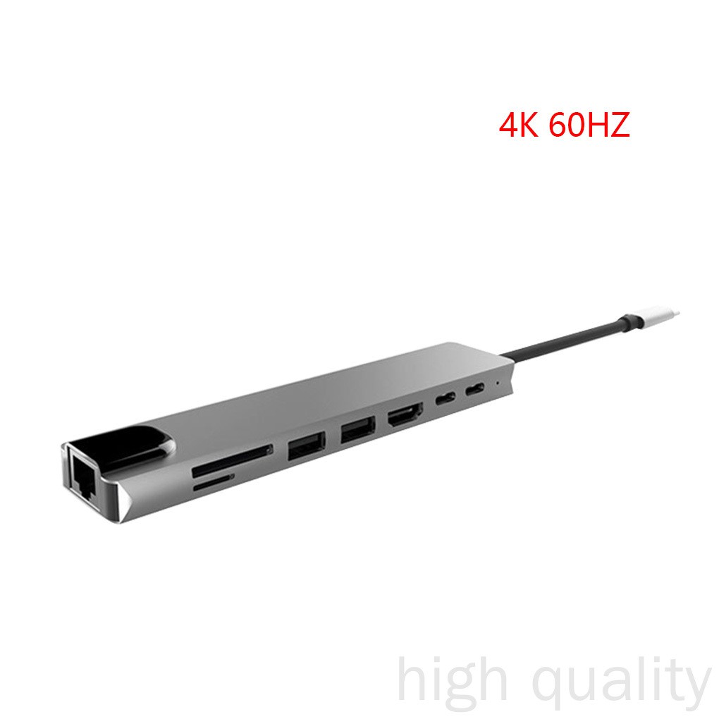 Đầu Đọc Thẻ Nhớ Rj45 8 Trong 1 Usb-c Hub Nhôm Hd 2 Usb 3.0 Pd Cho Laptop Runbu998