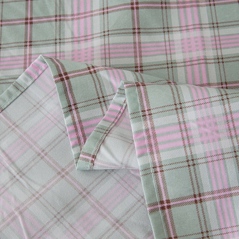 Bộ ga giường và vỏ gối Cotton TC Sọc Caro  đủ kích thước trải nệm 1m2, 1m4, 1m6, 1m8 chưa gồm chăn | BigBuy360 - bigbuy360.vn
