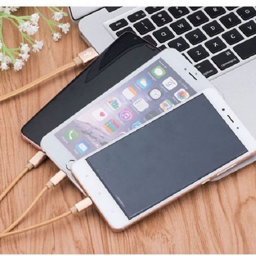Cáp sạc dây kéo cuộn tròn 3 đầu