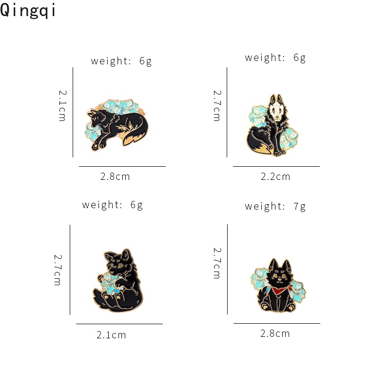 Trâm cài áo MISS ZOE bằng kim loại kiểu chú cáo đen dễ thương