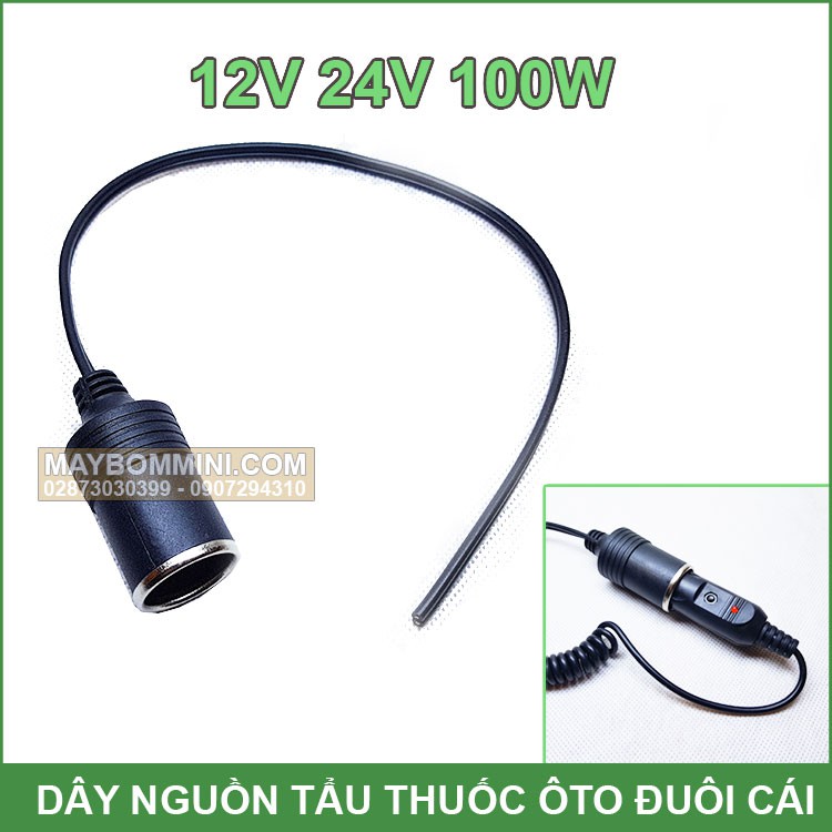 Dây Ổ Cắm Nguồn Điện Trên Ô Tô – Đuôi Cái 12V 24V 100W