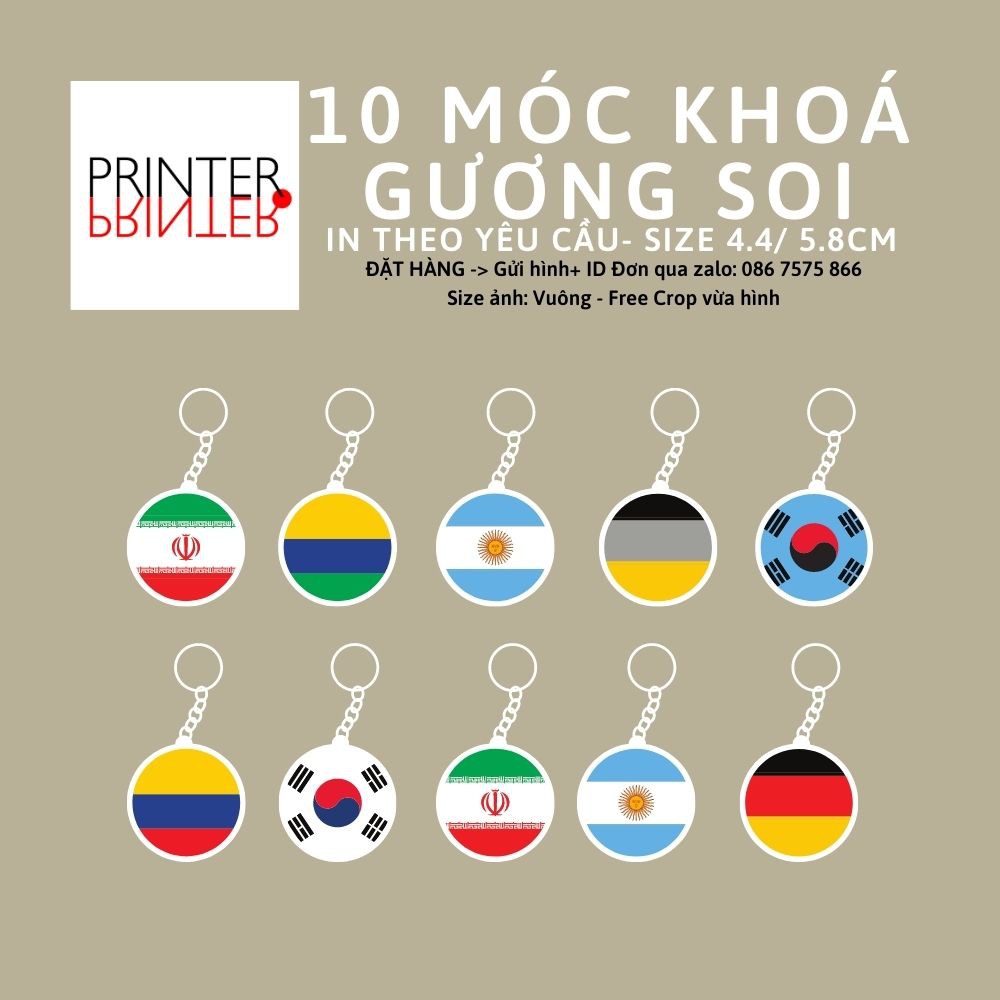 10 MÓC KHÓA GƯƠNG IN THEO YÊU CẦU