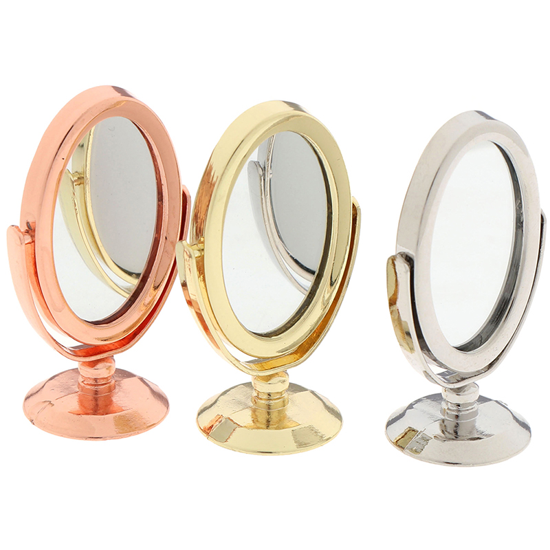 Gương Kim Loại Màu Vàng / Bạc / Vàng Hồng Trang Trí Nhà Búp Bê