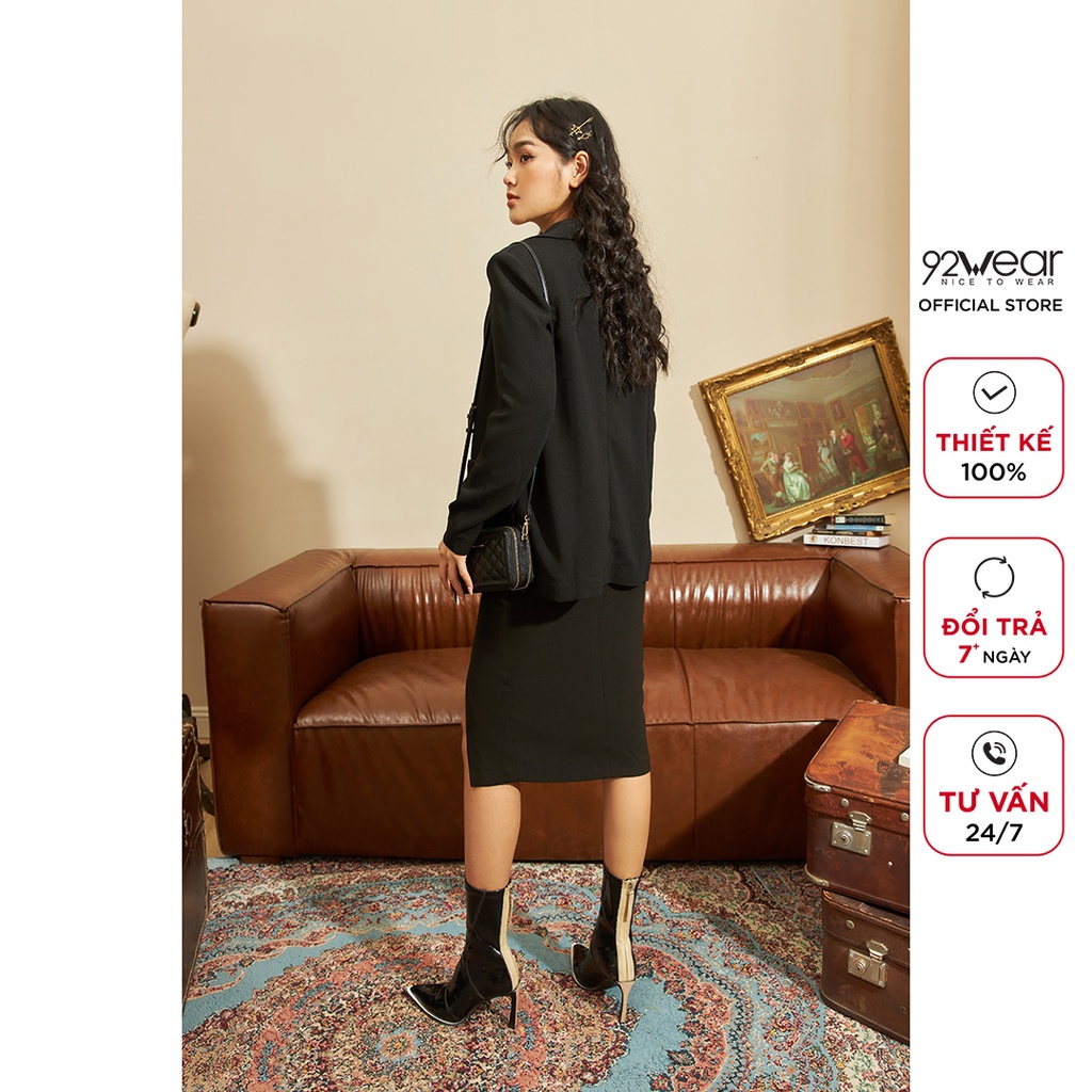 Áo vest nữ dài tay túi ốp 92WEAR, thiết kế thanh lịch, trẻ trung VBA1930 | BigBuy360 - bigbuy360.vn