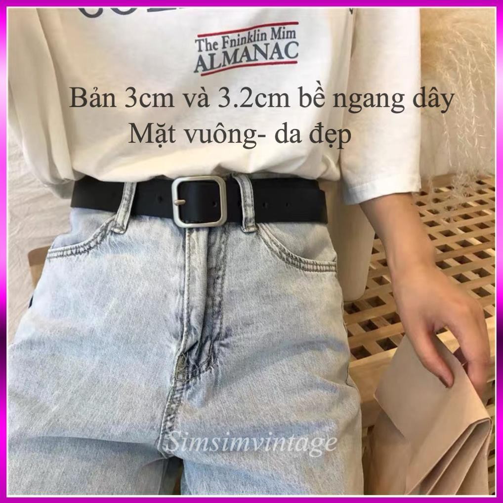 Thắt lưng vuông Nữ nam da đẹp - Dây nịt Nam Nữ vuông da dày bản 3cm và 3.2cm . '