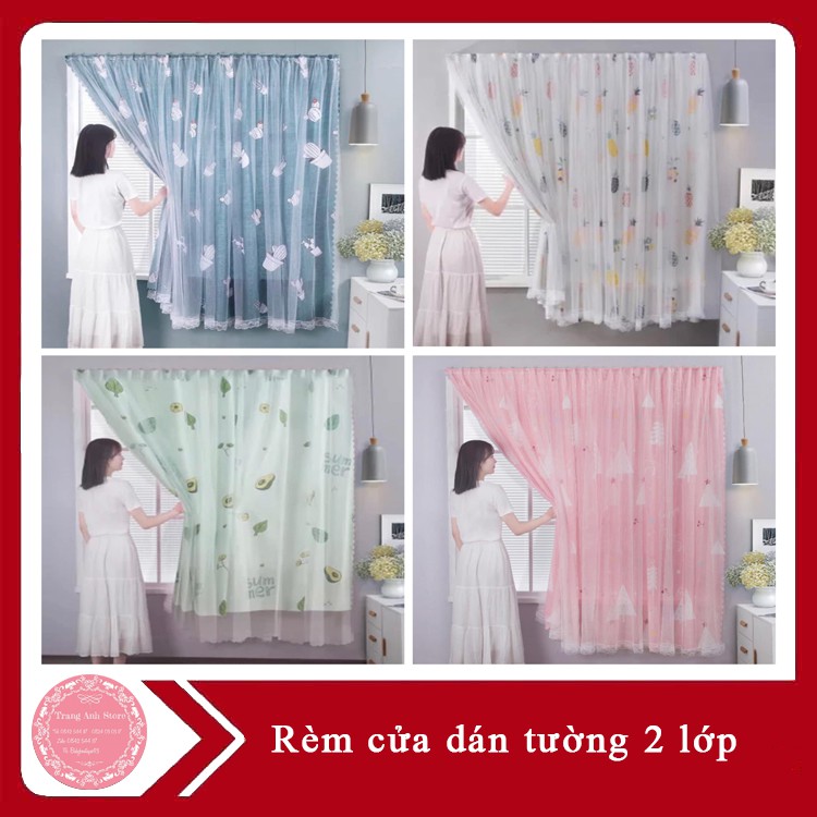 Rèm cửa dán tường 2 lớp 1m - 2m