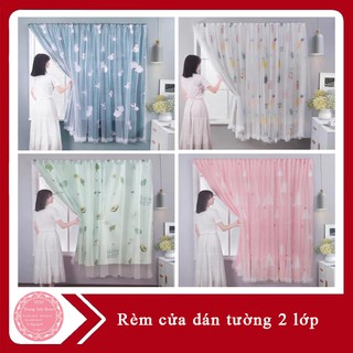 Rèm cửa dán tường 2 lớp 1m - 2m
