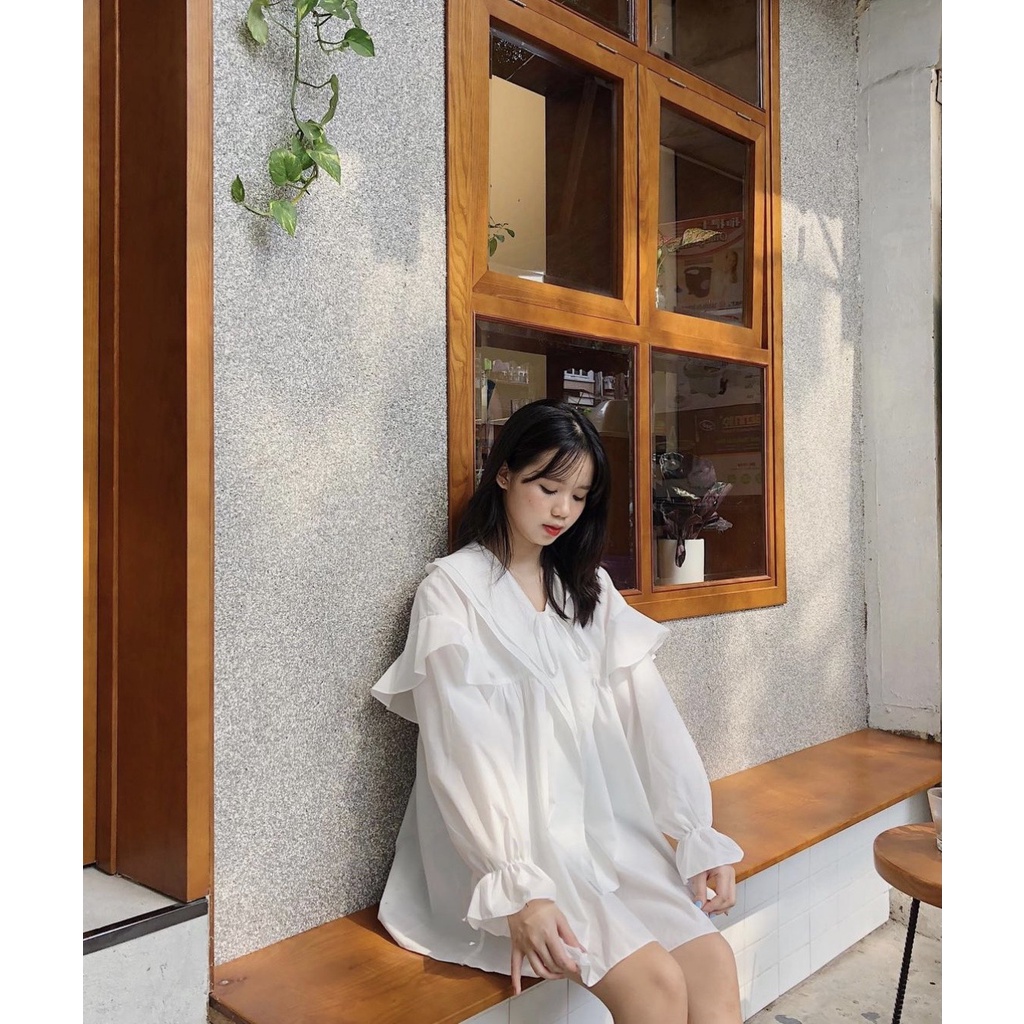 [ Quà tặng là chun buộc tóc ]  Áo babydoll màu trắng dáng dài - Hàng chất lượng loại 1 | BigBuy360 - bigbuy360.vn