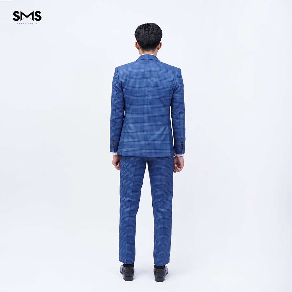 Vest nam xanh kẻ ô, suits sartorial, 1 khuy 2 túi, chuẩn form Smart Suits