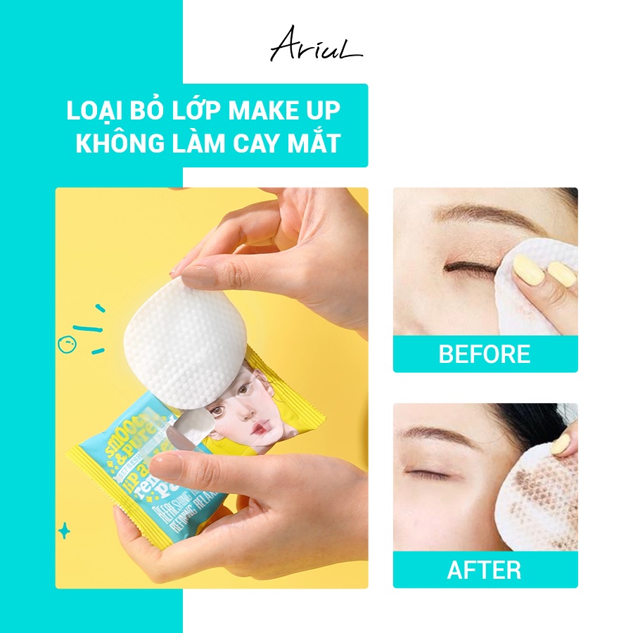 Khăn Giấy Tẩy Trang Mắt Môi Ariul Stress Relieving Purefull Lip &amp; Eye Remover Pad (30 Miếng)