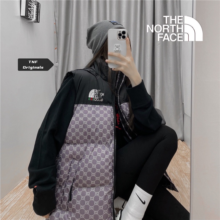 Áo khoác phao sát nách The North Face 100% cotton dày dặn giữ ấm mùa đông cho nam nữ