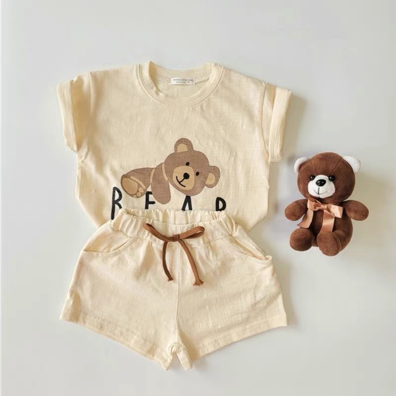 Bộ Cộc Tay Gấu Bear Quần Áo Mùa Hè Chất Cotton Cho Bé Trai Bé Gái Từ 6Kg Đến 22Kg Thời Trang Trẻ Em Tin Store