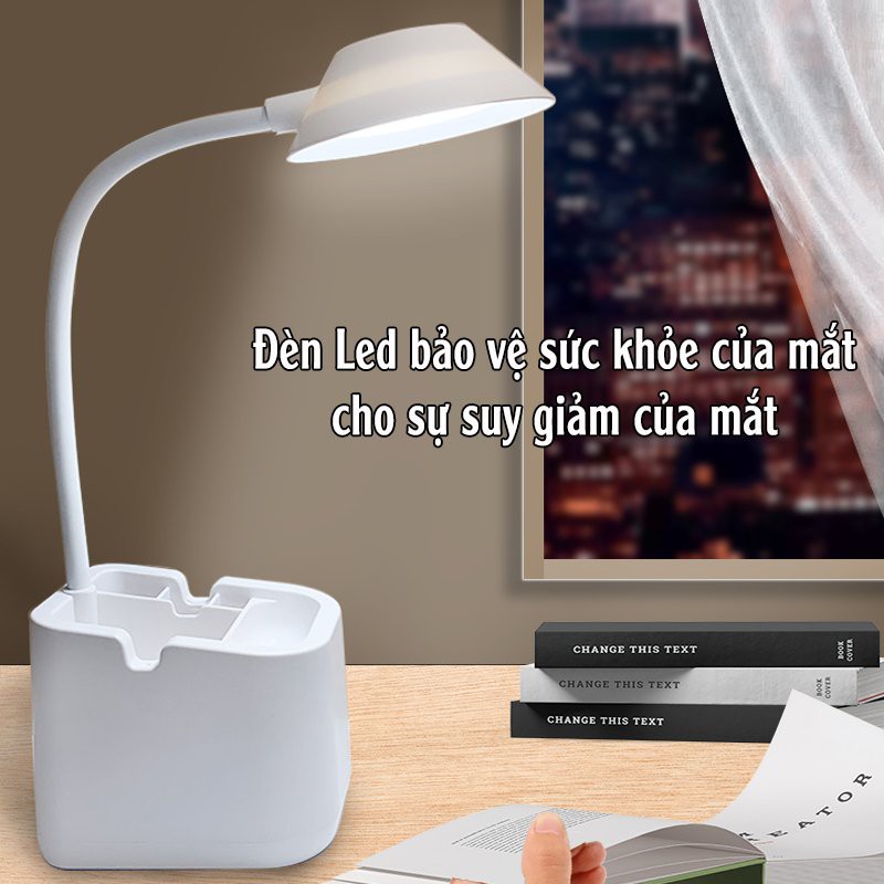 Đèn Bàn Làm Việc 3 Màu Ánh Sáng Tích Điện Cảm Ứng Thông Minh, ASAKI OFFICIAL