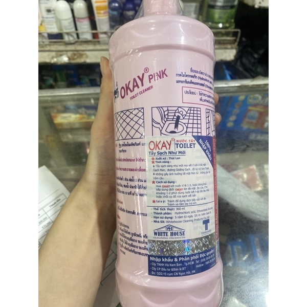 Chai Tẩy Toilet Bồn Cẩu Thái Lan Okay Pink 960ml