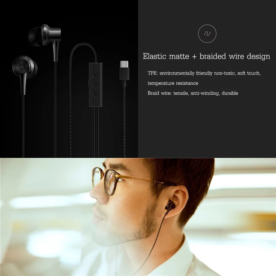 Xiaomi Tai Nghe Cổng USB Type C Với Driver Cân Bằng Âm Thanh Sống Động Giảm Tiếng Ồn Kèm Mic