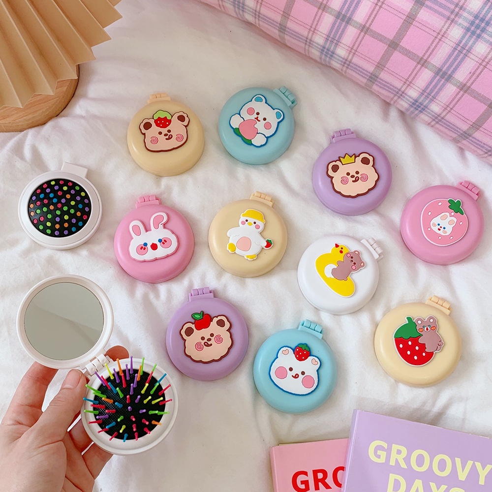 Lược Chải Massage/Giền/Trang Điểm Dạng Gập Thiết Kế Nhỏ Gọn Dễ Thương Đa Năng Cho Bé Gái