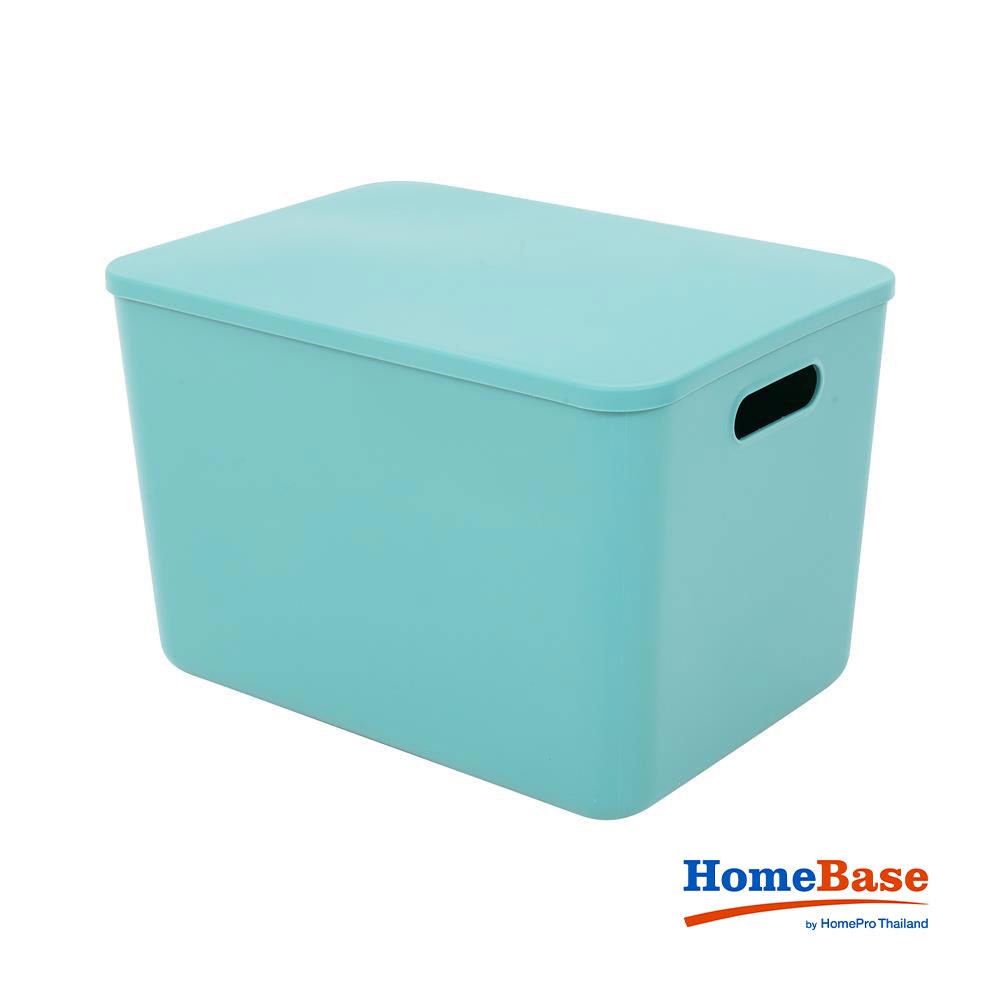 HomeBase STACKO Thùng nhựa có nắp size L R24xS36xC26cm màu xanh lá