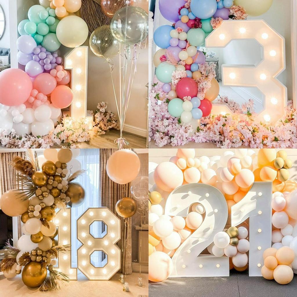 Khung Bong Bóng Hình Số Lớn 91.5cm 21st 30th 40th 60th Có Đèn LED Trang Trí Sinh Nhật / Tiệc Cưới